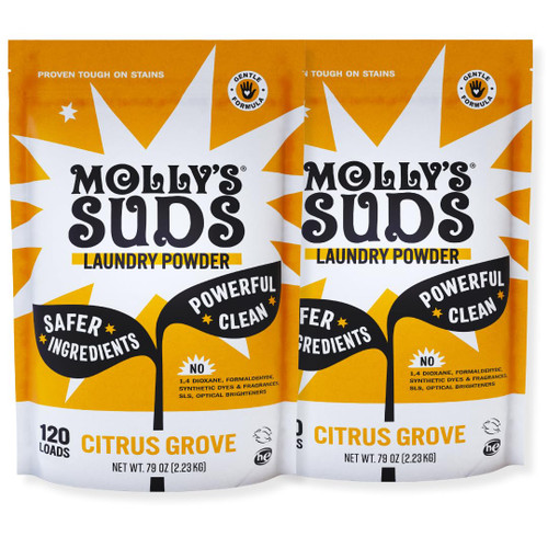 Molly's Suds Original Laundry Detergent Powder | Clean Laundry Detergent Powder for Sensitive Skin | Simple, Effective Ingredients, Stain Fighting | 240 Loads (Citrus Grove)