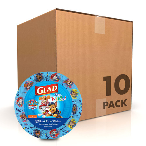 Glad for Kids Paw Patrol Disposable Paper Plates Heavy Duty Soak Proof Microwavable Kids Plates Parties Birthdays Everyday Meals Core Pups Blue 8.5 Inch 20 Count 10 Pack Themed Birthday Celebrations