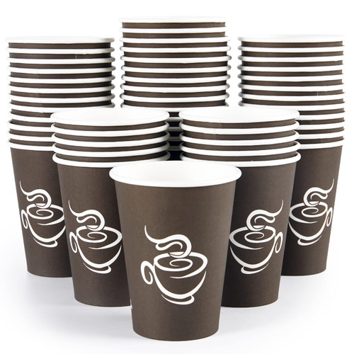 LITOPAK 240 Pack 12 oz Paper Cups, Brown Disposable Hot Coffee Cups for Party, Picnic, Travel, and Events