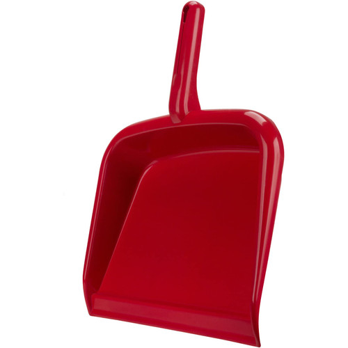SPARTA Large Handheld Dustpan with Hanging Hole, Heavy-Duty Plastic Dustpan with Wide Lip for Countertops and Surfaces, Plastic, 10 Inches, Red, (Pack of 12)