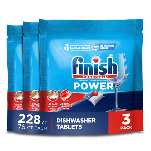Finish Power - 76ct - Dishwasher Detergent - Powerball - Dishwashing Tablets - Dish Tabs, (Pack of 3)