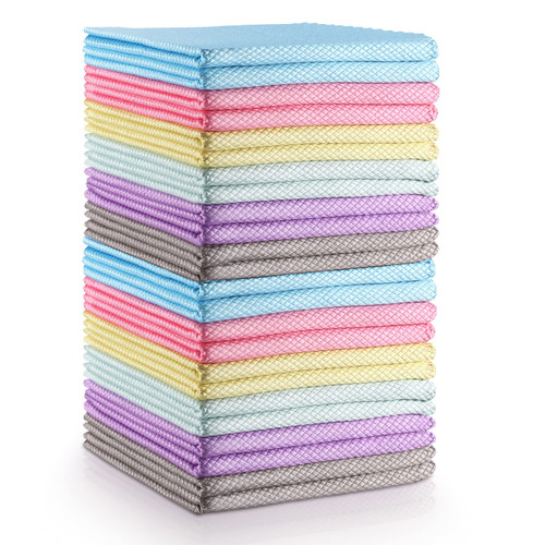 Easy Clean Fish Scale Nanoscale Dish Cloths,Streak Free Miracle Microfiber Cleaning Cloths for Kitchen,Counter,Washing Dish,Window,Mirror,Glass Lint Free Polishing Rag,All-Purpose,Reusable,Pack of 24