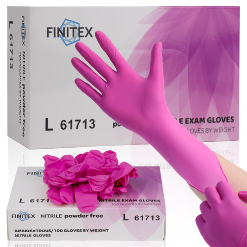 FINITEX Nitrile Disposable Latex-Free Gloves - 1000PCS/Case Powder-Free Guantes de Nitrilo Cleaning Medical Exam Food Cooking Gloves Rose Red(Medium)