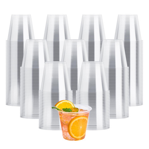 JOLLY CHEF 9 oz Clear Plastic Cups, 600 Pack Clear Disposable Cups Tumblers Perfect for Wedding, Thanksgiving, Birthday, Halloween, Christmas Party