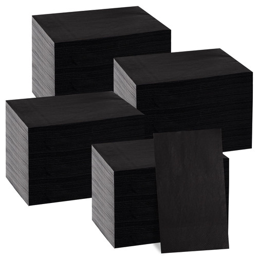 BUCLA 400-Count 3-Ply Black Paper Napkins - Black Napkins Disposable Premium Quality, Soft, Absorbent for Kitchen, Party Halloween & Graduation
