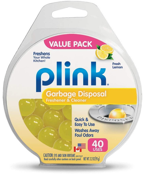 Plink Garbage Disposal Cleaner, Freshener & Odor Removing Balls, Easy to Use, Fresh Lemon Scent, 40 Count, 2 Pack