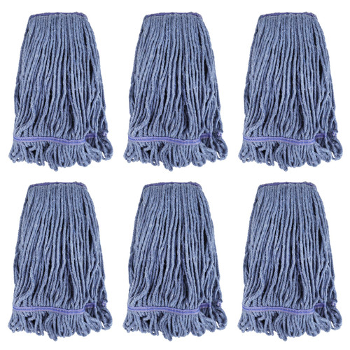 Commercial Heavy Duty Mop Heads Replacement: 6 Packs Industrial Wet Mop Head for Floor Cleaning - Commercial Products Looped End String Head Refills