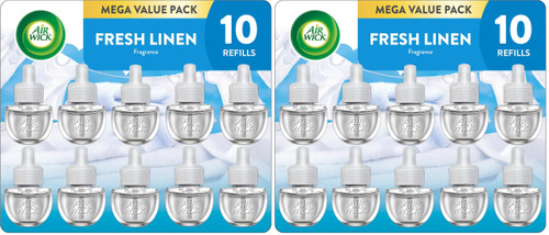 Air Wick Plug in Scented Oil Refill, Fresh Linen | 10ct | Essential Oils | Eco Friendly | Pack of 2