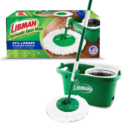 Libman Tornado Spin Mop System | Mop and Bucket with Wringer Set | Mops for Floor Cleaning | 1 Mop Head Included