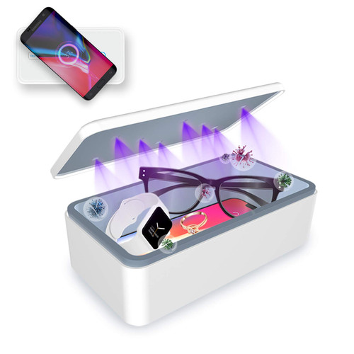 Cahot UV light Sanitizer Box, phone sanitizer with wireless charging, ultra-powerful 8 UV-C Sterilizer machine for Phone Toothbrush Nail Tools Jewelry and more