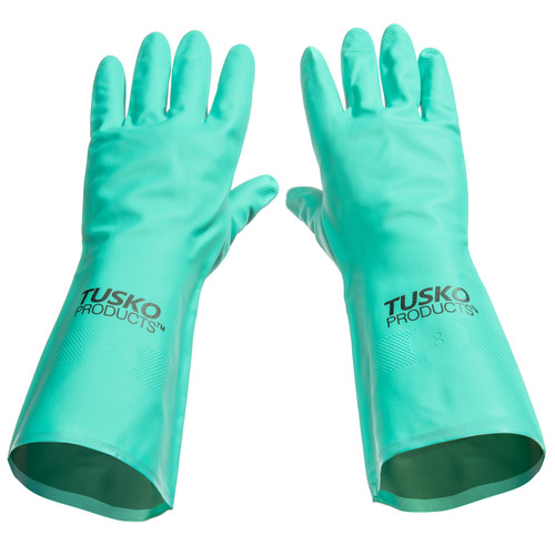 TUSKO PRODUCTS Best Nitrile Rubber Cleaning, Household, Dishwashing Gloves, Latex Free, Vinyl Free, Reusable not Disposable, Extra Extra Large 2X-Large, (12 Pairs)