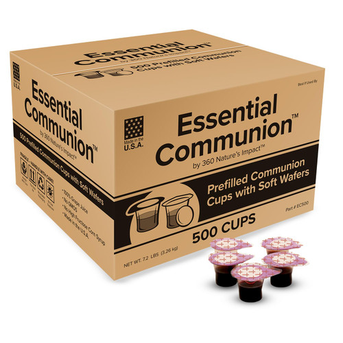 Prefilled Communion Cups and Wafer Set with Concord Grape Juice, Disposable Communion Elements for Church, Home, and Hospital Services, Holy Eucharist Supplies, 500 Count