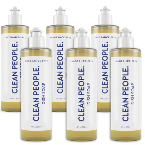 THE CLEAN PEOPLE Liquid Dish Soap - Clean, Simple Ingredients - Extra Scrubbing Power (Fragrance Free) 12 fl. oz (6 Pack)