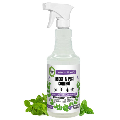 VermExon Peppermint Oil Insect & Pest Control Spray – 32oz Natural Plant-Based Bug Killer for Spiders, Ants, Flies, and Other Insects, Safe for Home & Kitchen Use