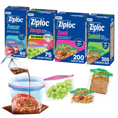 Ziploc 635 Count Food Storage and Sandwich Bags Variety Pack