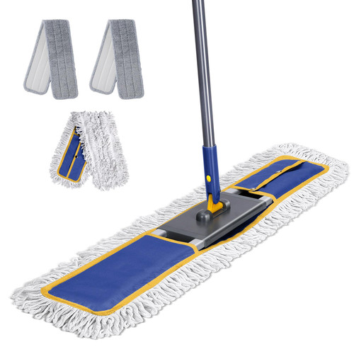 36" Commercial Mop for Floor Cleaning, Masthome Heavy Duty Industrial Mop with 3 Pads, Professional Microfiber Mops with 60'' Long Handle,Large Dust Mops for Office Garage Warehouse Factory Mall(Blue)