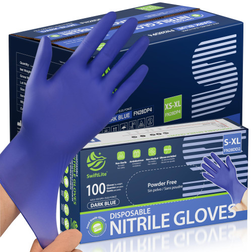SWIFTLITE Disposable Nitrile Gloves, Food Safe, Latex-Free Powder-Free, Kitchen Rubber Gloves for Cooking, Cleaning and Food Prep (Medium, 1000)