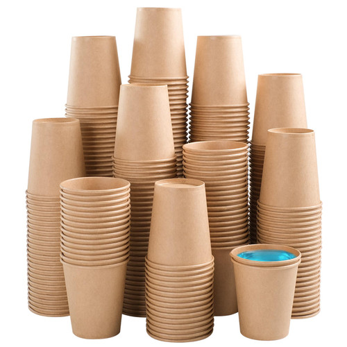 BYSNOW 600 Pack 5 oz Kraft Paper Cups, Small Disposable Bathroom Cups, Mini Mouthwash Cups, Hot/Cold Drinking Cups for Bathroom, Parties, Picnics and Travel