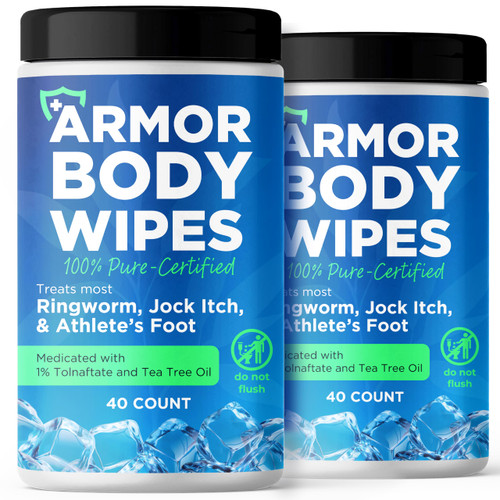 Body Wipes for Men & Women | Cleansing Body Wipes for Gym, Wrestling, Combat Sports & Travel | Medicated 1% Tolnaftate | Helps Fight Ringworm, Jock Itch & Athlete’s Foot | 40 Wipes (Pack of 2)