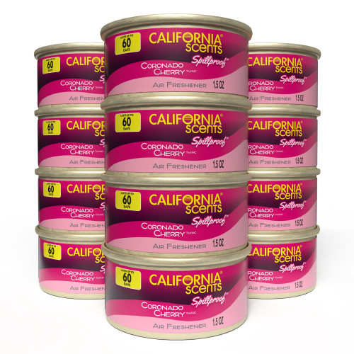 Can Air Freshener and Odor Neutralizer by California Scents, Set of 12 Spillproof Cans for Home and Car, Coronado Cherry, 1.5 Oz Each (Pack of 12)
