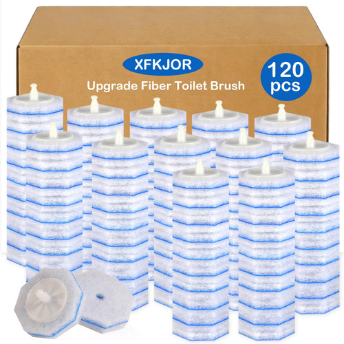 120 Count Toilet Brush - Disposable 3-Layer Thickened Toilet Brush, Toilet Bowl Cleaners, Replacement Heads for Bathroom Cleaning, 5X Cleaning Power | No Falling Apart
