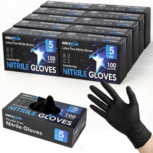 ONLYSTAR Gloves for Cooking Food Prep, 5 Mil 1000Pcs Nitrile Gloves Medium - Food Grade, Latex & Powder Free, Textured, Touchscreen, Disposable, for Restaurant, Massage, Hair Dye, Janitorial, Kitchen