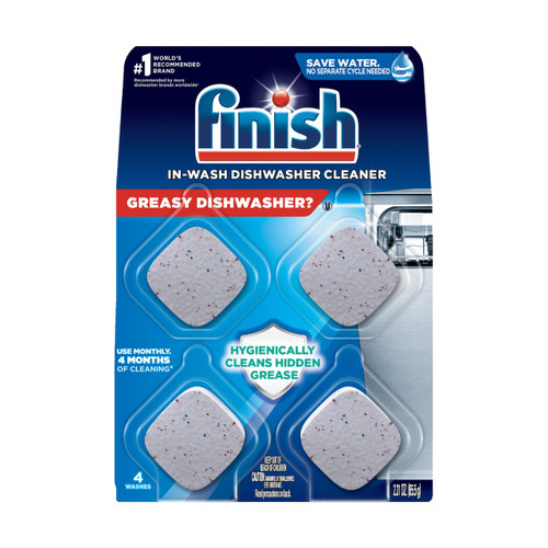 Finish Dishwasher Cleaner Tablets, Deep Cleans Hidden Grease & Grime, Fights Odors, No Extra Wash Cycle, Helps Maintain Dishwasher, 4 Month Supply, 4 Count (Pack of 8)