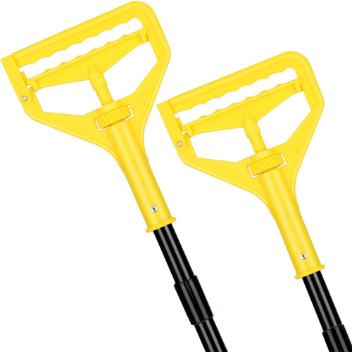 VOUBIEN Commercial Mop Handle Heavy Duty,58" Industrial Mop Stick,Wet Mops Head Replacement Holder for Professional/Industrial Floor Cleaning, 2 Pack,Yellow