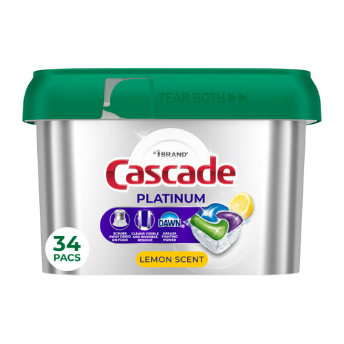 Cascade Platinum Dishwasher Pods, Dishwasher Detergent, Dish Detergent Soap, Lemon, 34 Count (Pack of 6)