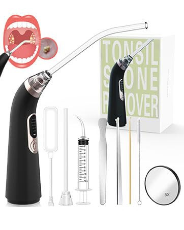 Voraiya Electric Tonsil Stone Remover, Tonsil Stone Vacuum, 10 in 1 Electronic Tonsil Stone Removal Kit, 5 Modes Cleaner for Tonsil