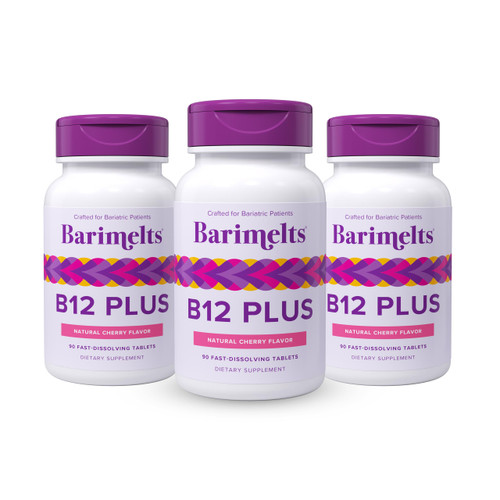 BariMelts Vitamin B12 Plus, 270 Fast-Dissolving Tablets (9-Month Supply), Sugar-Free Bariatric Vitamins for Women, Includes B12, B6, Folate and Biotin, Natural Cherry Flavor​