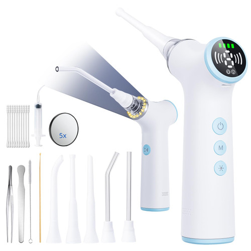Electric Tonsil Stone Remover Vacuum – 8 Suction Levels with LED Light, Safety Pause Button & Oral Protection | High-Precision Tonsil Stone Removal Kit with 13 Attachments(Gray)