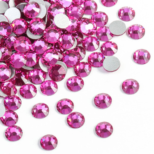 Beadsland 2880pcs Flat Back Crystal Rhinestones Round Gems for Nail Art and Craft Glue Fix,Fuchsia,SS20,4.6-4.8mm