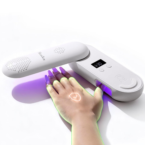 MelodySusie Compact Cordless UV Nail Lamp, P-PLUS20F with Innovative Rotatable Panel & UV Protection Design, Rechargeable UV Light Cures All Gels, Especially Rhinestone Glue & Liner Gel Polish Pink