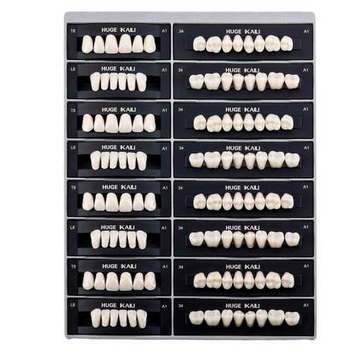 JMU 112 Pcs Dental Acrylic Resin Denture Teeth Shade A1 T8-4 Sets, False Teeth for Replacement, Halloween, DIY (28 Pcs/Set)
