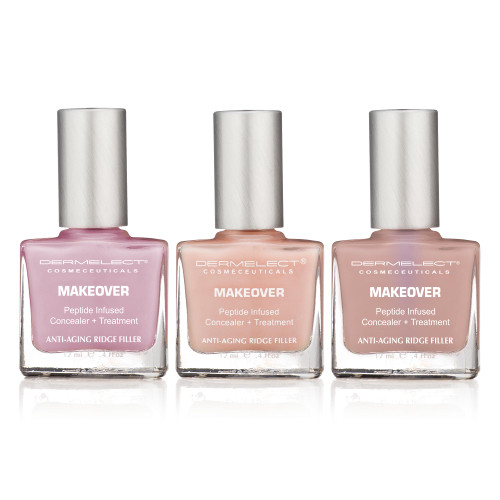 Dermelect Makeover Triple Play Manicure Set – Ridge Filler & Award-Winning Nail Treatments | Strengthens, Moisturizes & Conceals Imperfections (3 pcs set)