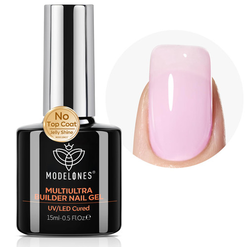 modelones Builder Nail Gel, No Top Coat Needed Builder for Nails Light Pink, C-Curve Sculpting, Glossy Jelly Finish No-Wipe, 9-in-One Color Gel Polish for Quick Diy Salon LED Lamp Cured