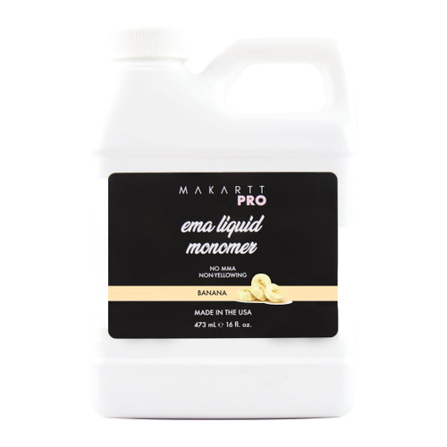 MakarttPro Banana Scented Acrylic Monomer 16oz – Professional MMA-Free EMA Liquid for Acrylic Nails, Medium to Fast Setting, Low Odor, Made in USA, Smooth Application & Long-Lasting Results