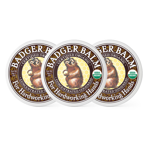 Badger - Hardworking Hands Healing Balm, Aloe Vera & Wintergreen, Working Hand Balm, for Dry Hands, Hand Moisturizer, Certified Organic, 2 oz (3 Pack)