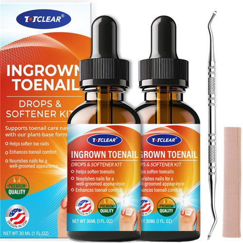 Ingrown Toenail Relief: Ingrown Toenail Drops - Ingrown Toenail Removal Kit - Toe Ingrown Nail - In Grown Toenail - Ingrown Toenail Tool - Easy Effective Solution for Ingrown Toenails - 2 Pack