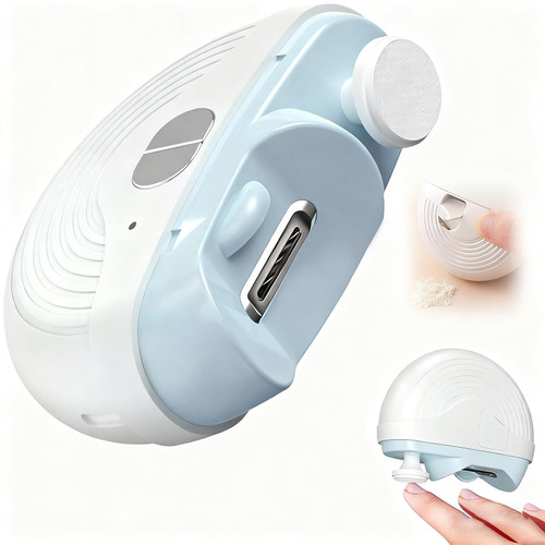 Electric Nail Clipper for Seniors, 3 Speeds Automatic Toe nail Clippers, Electric Nail Trimmer with Polisher, LED Light and Scraps Storage, Rechargeable Nail Grinders for Thin & Thick Toenails (White)