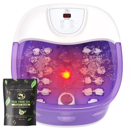 ECARBME Foot Spa Bath Massager with Heat, Foot Soaking Tub with 22 Massage Rollers, Temperature Control, Jets, Bubbles, Epsom Salt and Vibration, Foot Bath soak tub for Relaxation- Purple