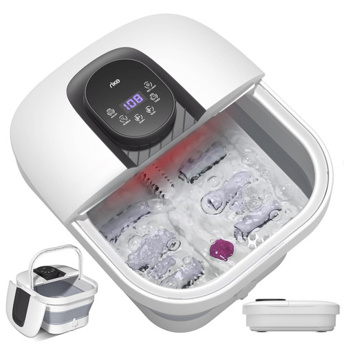 RIKE Collapsible Foot Spa with Fast PTC Heating and Massage, 14 Temp Control Precise Heated Foot Bath, Smart Digital Touch Screen & Ambient Light, Space-Saving Design,2026 Fathers Day Gift for Men