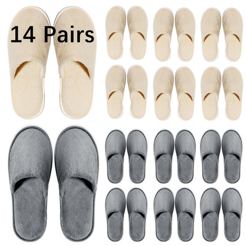 SENJUNSAFE 14 Pairs Guest Slippers Disposable For Guests Washable Reusable Which Can Be Used As Women Men House Indoor Bathroom Bedroom Hotel (US Men Size 10Women 11)