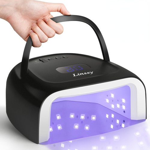 Linssy Cordless UV Nail Lamp,60W UV Light for Gel Nails with 4 Time Settings, Rechargeable Nail Lamp with 42 Beads to Faster curring,Portable Nail Lamp and Professional Nail Dryer, Black