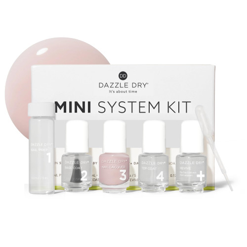 Dazzle Dry Mini Kit 4 Step System - Strawberry Macaron, a semisheer pale strawberry with lavender undertones. (5 Piece Kit / 5 Manicures)