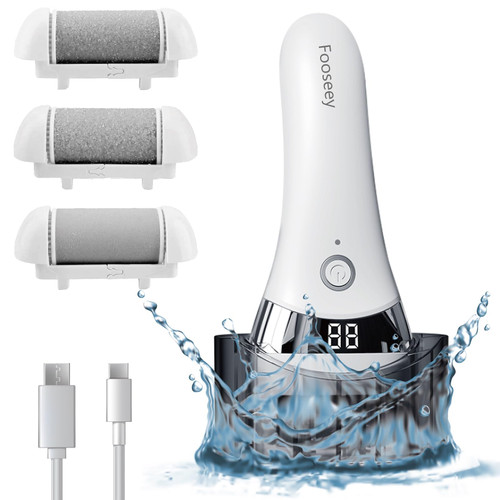 Upgraded Electric Foot Callues Remover, Portable Electric Foot Files with 3 Heads, Rechargeable Feet File for Foot Care, Waterproof Deadskin Remover, Pedicure Tool for Dry and Crack Feet