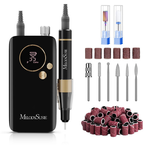 MelodySusie Advanced Clip-On High-Efficiency Rechargeable Nail Drill with Lightweight Handpiece, SM200F 35000RPM E-File with Long Battery Life for All Manicure Shaping&Gel Removal for Home & Salon Use