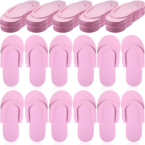 JenPen 60 Pairs Disposable Pedicure Slippers Foam Spa Pedi Flip Flops Bulk Foldable Pedicure Slippers Sandals Shoes for Guest Women Men Salon Spa Hotel Shower Foot Nail Party Supplies(Pink)