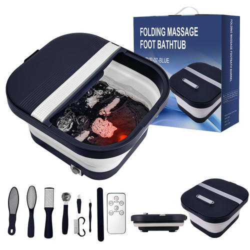UNIFULL Collapsible Foot Bath Spa with Heat, Remote Control, Massage Rollers, Bubble, Foot Pedicure Kit, Red Light, Pedicure Foot Spa, Foot Bath for Gifts